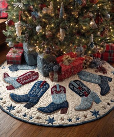 Wrangler Step Rustic Holiday Tree Skirt — Made-To-Order Western-Inspired Christmas Tree Base Cover For Cozy Country Charm