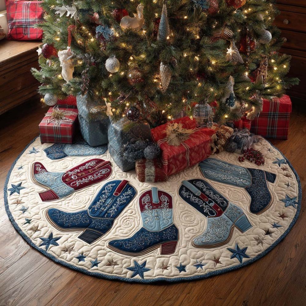 Wrangler Step Rustic Holiday Tree Skirt — Made-To-Order Western-Inspired Christmas Tree Base Cover For Cozy Country Charm