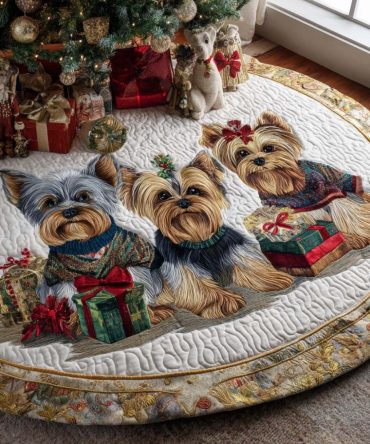 Classic Yorkie Christmas Tree Skirt — Made-To-Order Customizable Holiday Tree Base Cover For Traditional Seasonal Decor