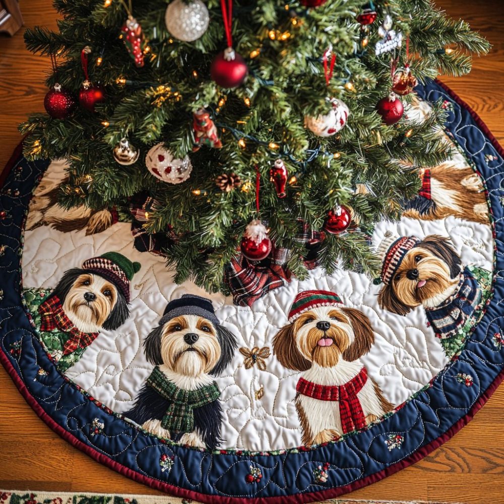 Luxurious Yorkshire Noel Night Holiday Tree Skirt — Handcrafted Made-To-Order Christmas Tree Base Cover For Elegant Seasonal Decor