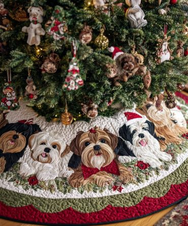 Yorkshire'S Heart Festive Tree Skirt — Handcrafted Luxury Christmas Tree Skirt, Custom Made Plush Base, Ideal Holiday Gift & Décor