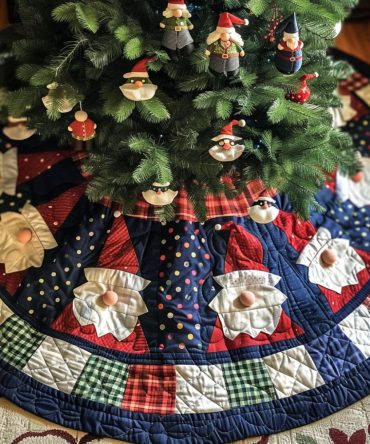 Custom Yuletide Gnome Joy Tree Skirt — Handcrafted Holiday Base With Playful Gnome Motif, Durable Fabric & Custom Sizing