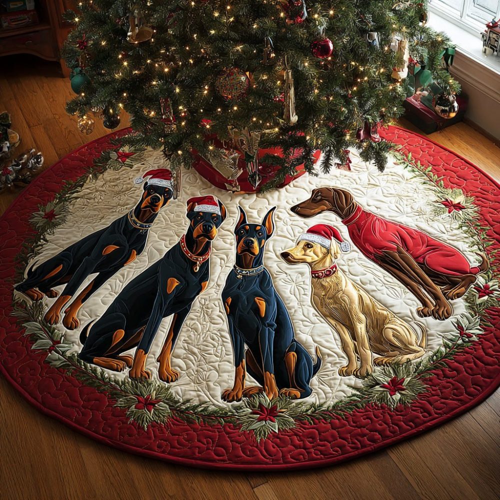 Yuletide Watcher Heirloom Tree Skirt — Classic Handmade Design With Timeless Motifs, Customizable For Any Tree