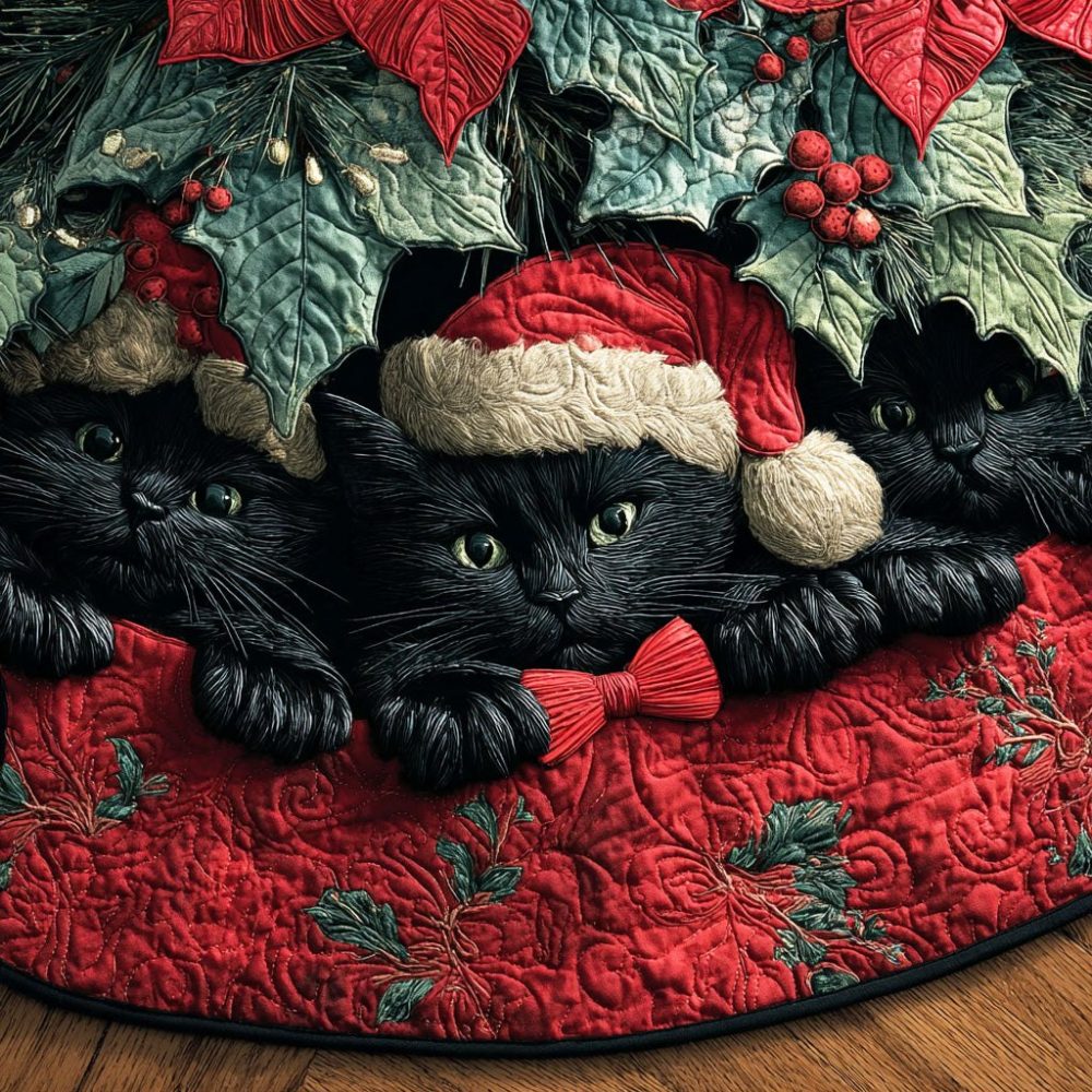 Yuletide Whisker Charm Tree Skirt — Cute Cat & Dog Holiday Skirt With Whisker Motif, Custom Handmade To Order