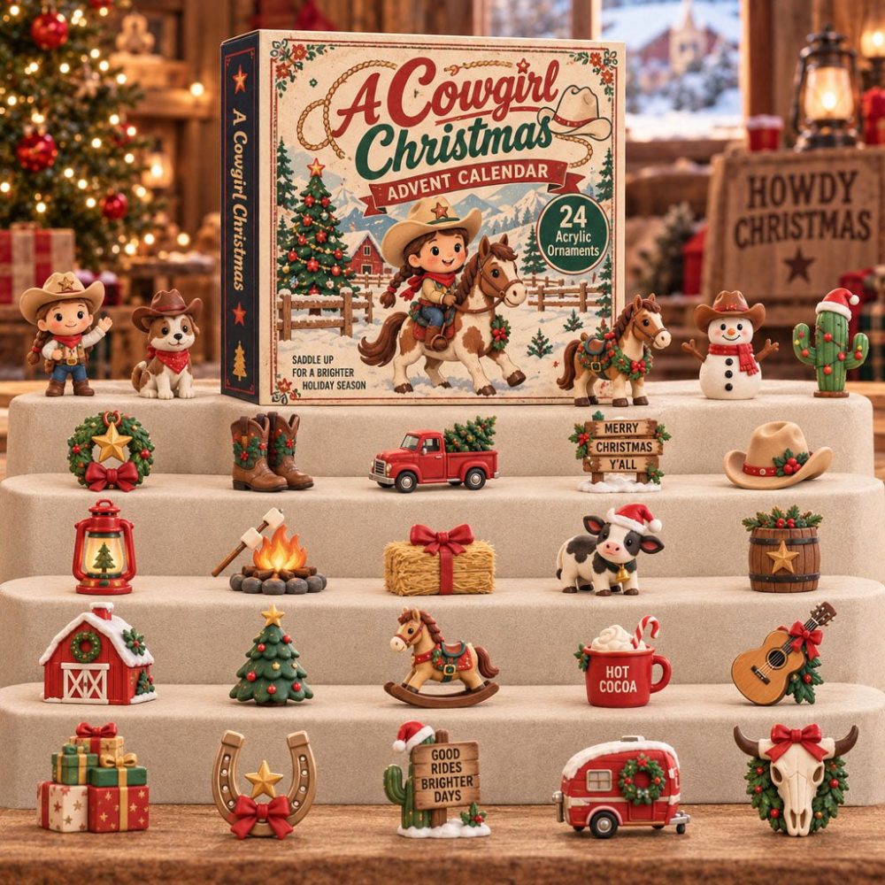 2026 Cowgirl Christmas Advent Calendar - 24 Day Countdown With 24 Collectible Acrylic Charms , Rustic Holiday Gift