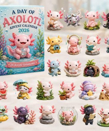 2026 Axolotl Day Countdown - 24-Day Sea Creature Advent Calendar With Colorful Acrylic Charms, Cute Aquatic Gifts For Kids & Collectors