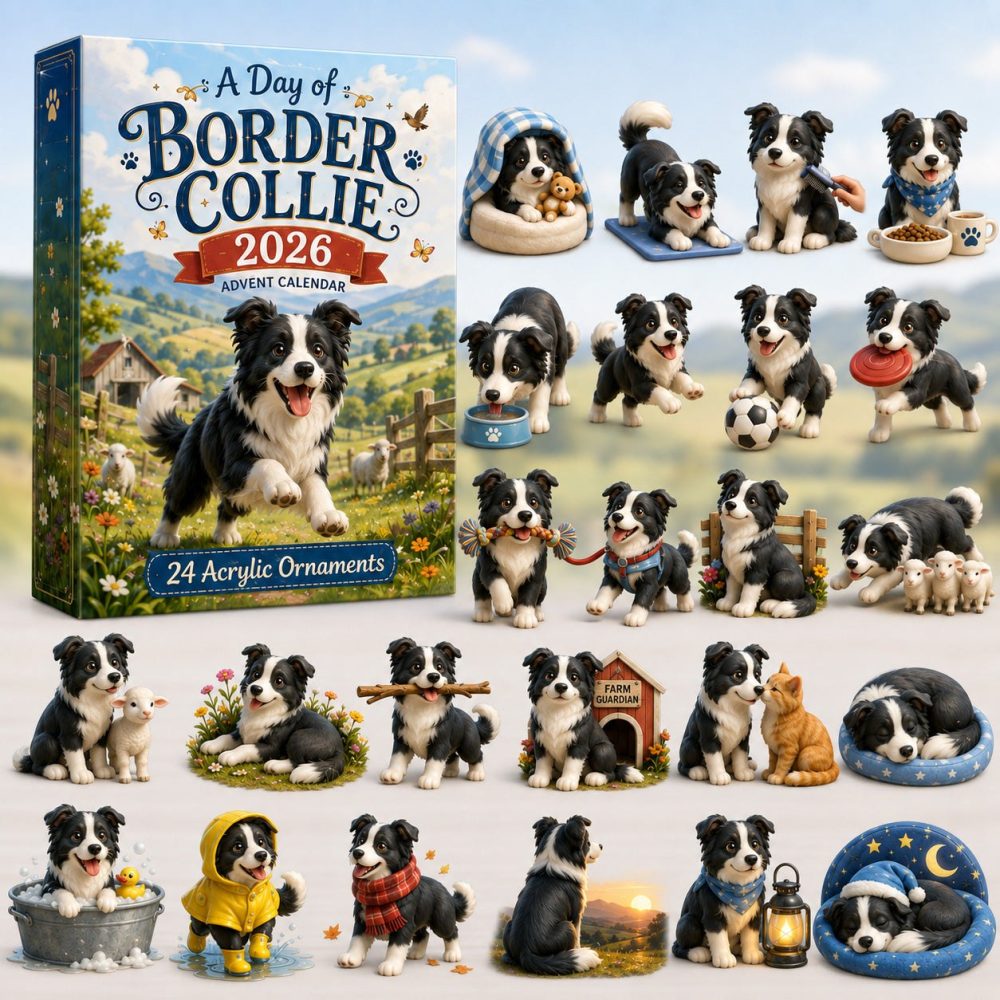 A Day Of Border Collie 24-Day Countdown Calendar — Adorable Acrylic Dog Charms, Pet-Themed Holiday Gift For Dog Lovers 2026