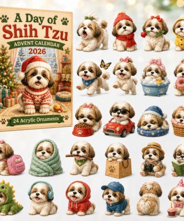 Shih Tzu Daily Charm Advent Calendar 2026 — 24-Day Cute Dog Acrylic Ornaments, Pet Lover Holiday Gift