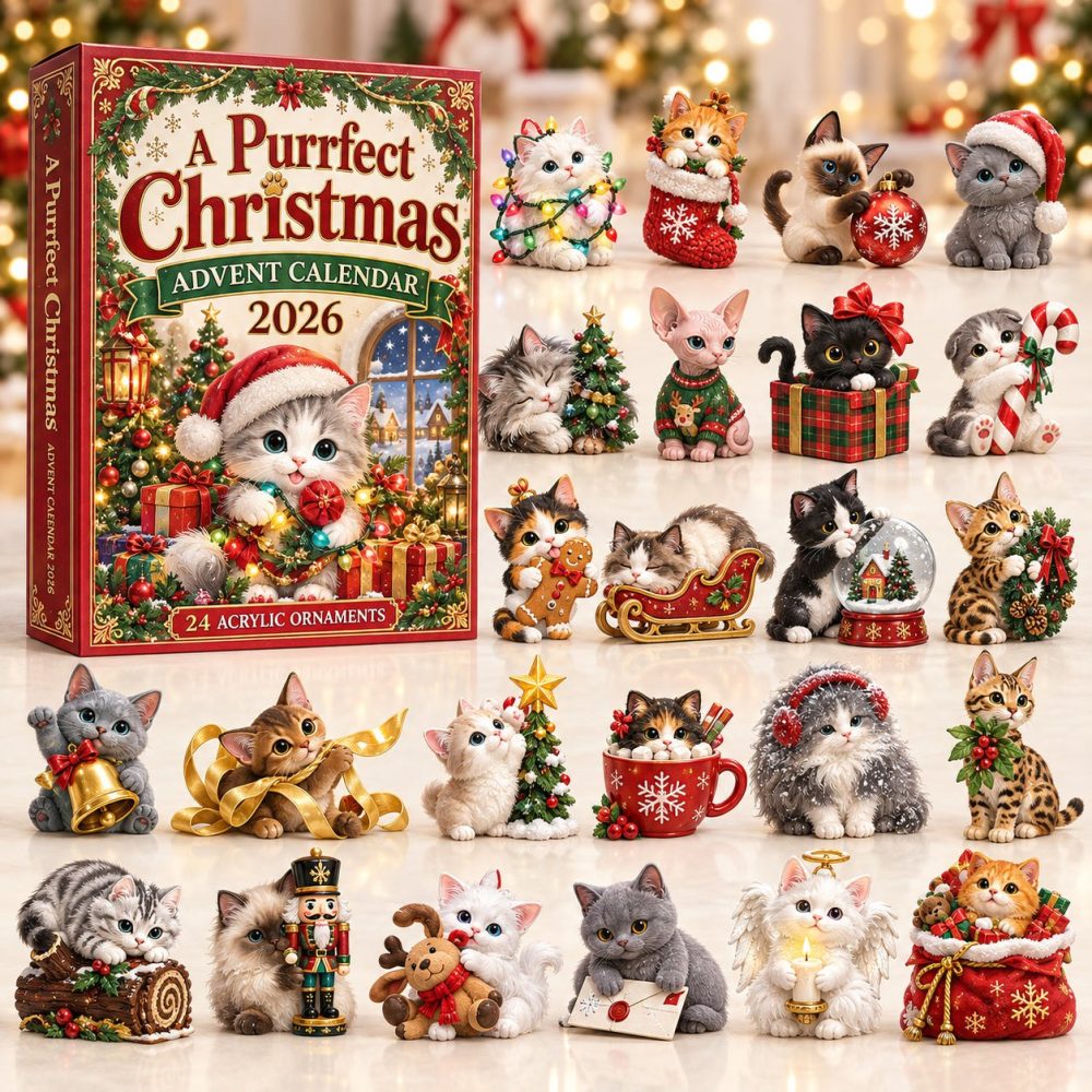 Purrfect Cat-Themed 24-Day Advent Calendar With Acrylic Charms — Cute Holiday Countdown, Gifts For Cat Lovers 2026