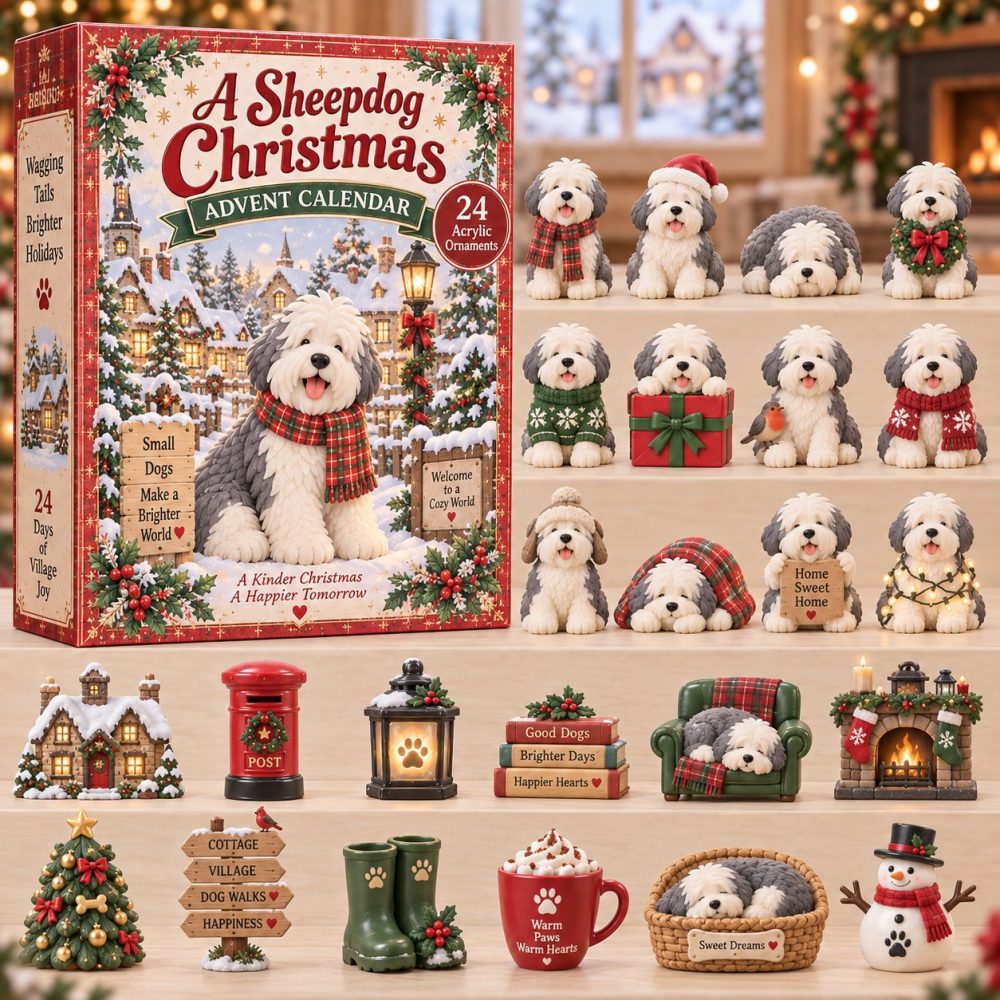 A Sheepdog Christmas Advent Countdown 2026 — 24-Day Festive Acrylic Charm Calendar, Ideal Holiday Gift For Dog Lovers