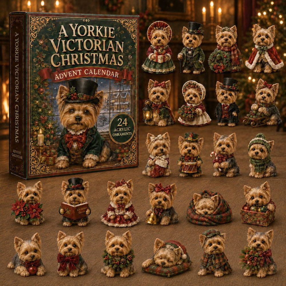 2026 Yorkie Victorian Christmas Countdown — 24-Day Acrylic Charm Advent Calendar With Victorian-Themed Yorkie Keepsakes, Gift-Ready