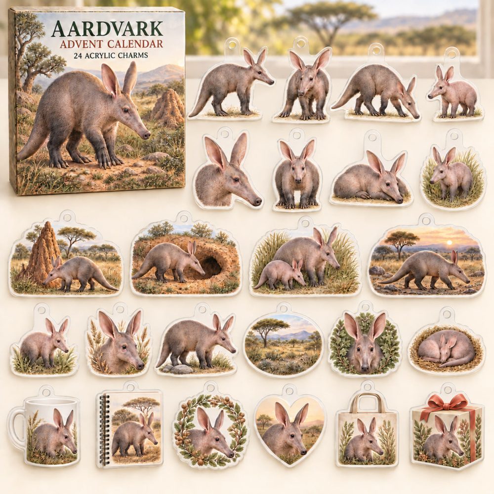 24-Day Aardvark Advent Surprise — Unique Acrylic Charm Countdown, Aardvark Collectible Gift Set For Animal Lovers