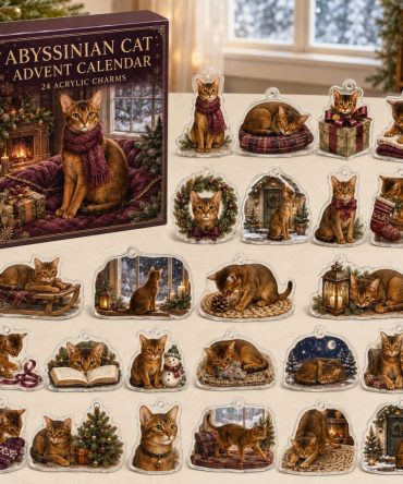 Abyssinian Holiday Advent Calendar With 24 Acrylic Charms — Elegant Seasonal Gift For Abyssinian Fans & Collectors