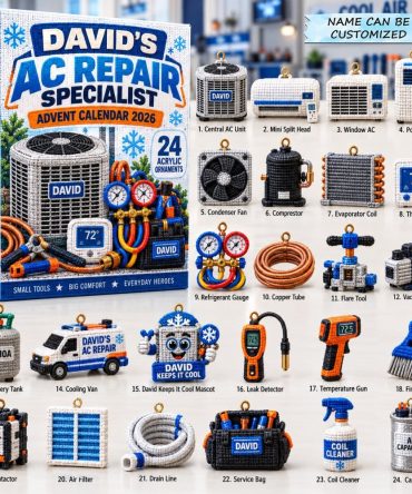 Ac Repair Countdown Calendar 2026 — 24 Acrylic Charms, Air Conditioning Repair Gift For Technicians & Hvac Fans