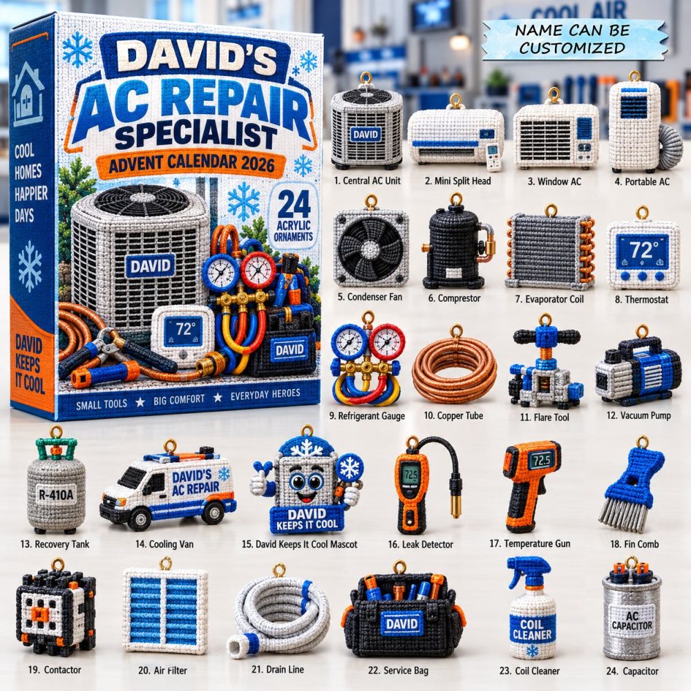 Ac Repair Countdown Calendar 2026 — 24 Acrylic Charms, Air Conditioning Repair Gift For Technicians & Hvac Fans
