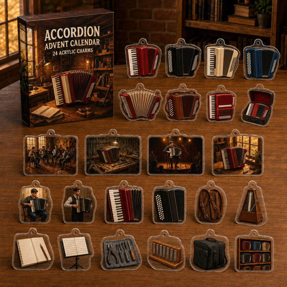 24-Day Accordion Musical Charm Countdown — Acrylic Accordion Instrument Charms Advent Set, Gift For Musicians & Music Lovers