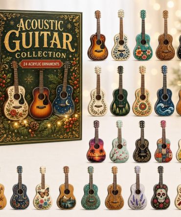 Acoustic Guitar Advent Calendar 2026 — 24-Day Musician Countdown With Acrylic Guitar Charms, Gift For Players