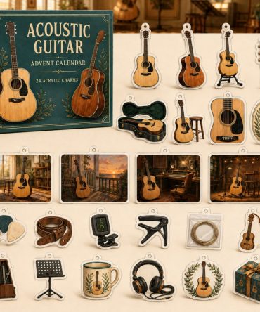 Acoustic Guitar Holiday Advent Pack — 24 Guitar-Themed Acrylic Charms, Music Lover Gift Set & Stocking Stuffers For Guitarists