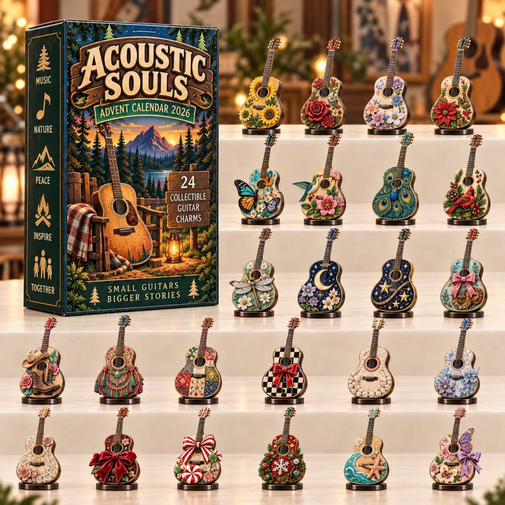 Acoustic Souls 24-Day Advent Calendar 2026 - Acrylic Music-Themed Charms For Musicians, Vintage Guitar & Note Collectible Gift Set