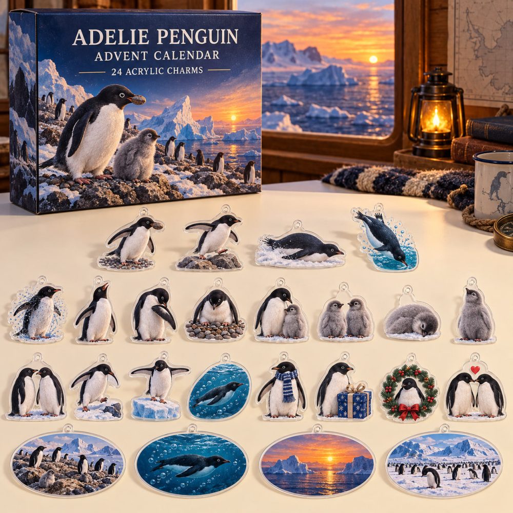 Playful 24-Day Adelie Penguin Charm Countdown — 24 Acrylic Penguin Ornaments, Daily Surprises For Kids, Collectors & Holiday Stockings