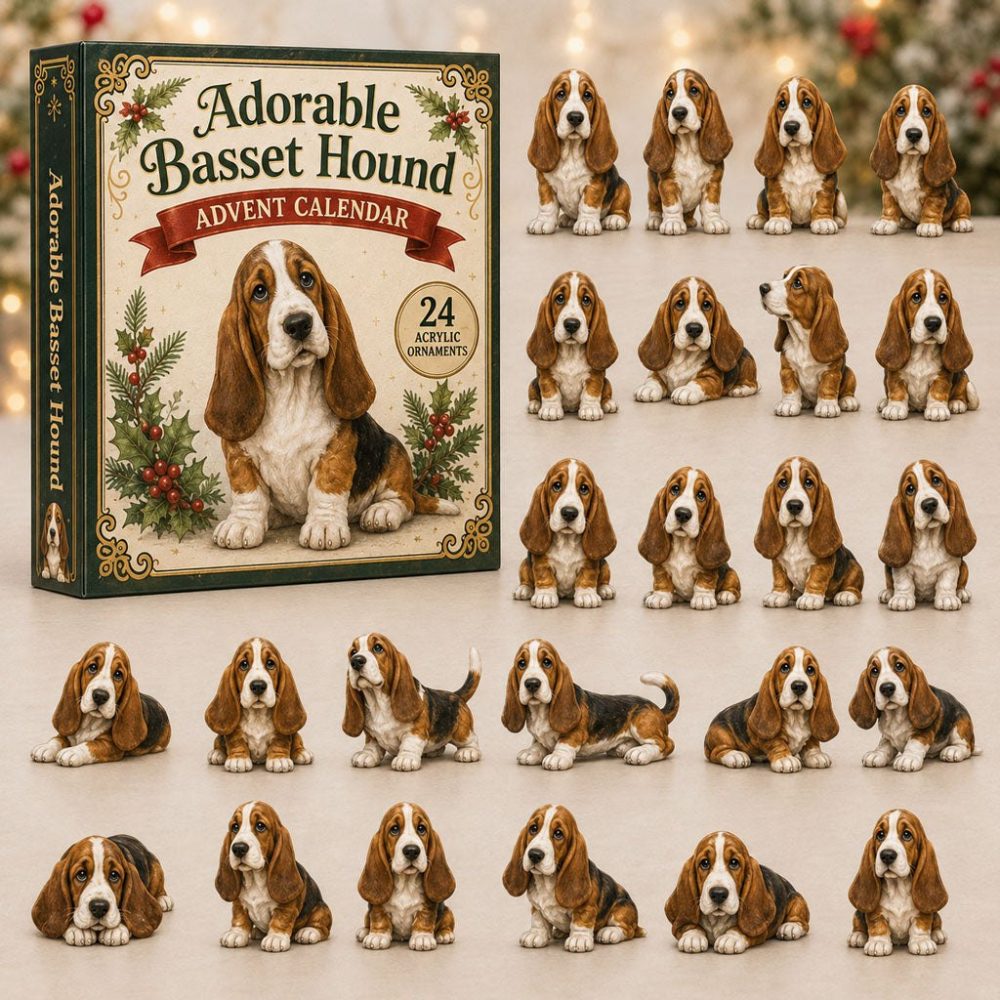 Basset Hound Countdown 2026 Advent Calendar — 24-Day Acrylic Charm Set, Charming Gift For Dog Enthusiasts