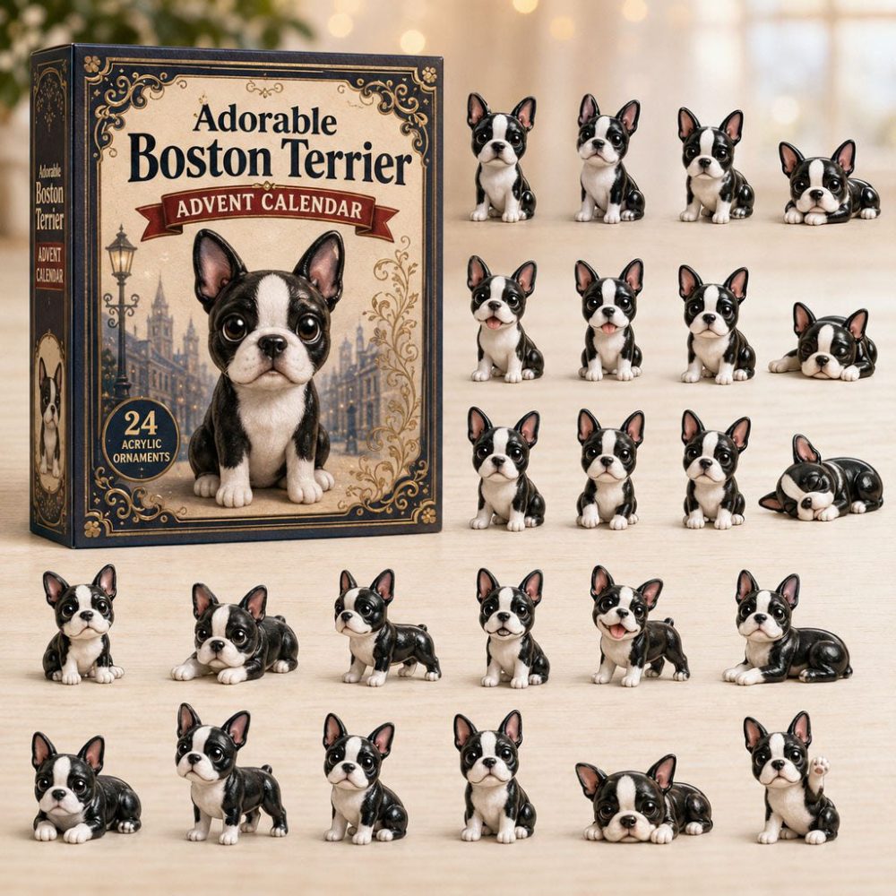 Boston Terrier Advent Calendar 2026 — 24-Day Acrylic Charm Countdown, Cute Dog Lovers Gift & Holiday Decor