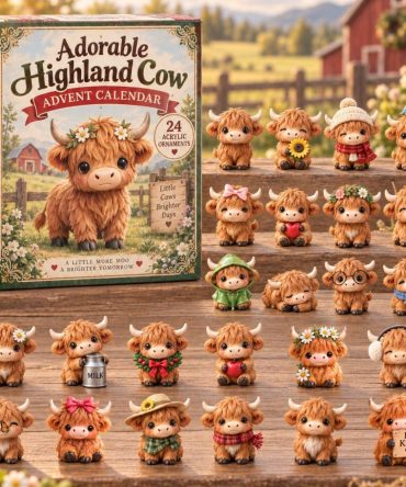 Limited Edition 2026 Highland Cow Christmas Countdown — 24-Day Acrylic Charm Advent Calendar, Farmhouse Holiday Gift Set