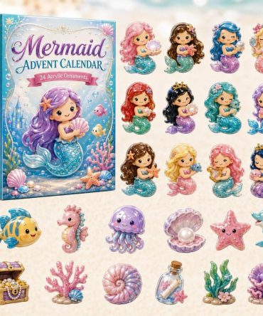 Adorable Mermaid 24-Day Countdown Calendar — Sparkling Acrylic Mermaid Charms, Undersea Holiday Decor & Cute Gift 2026