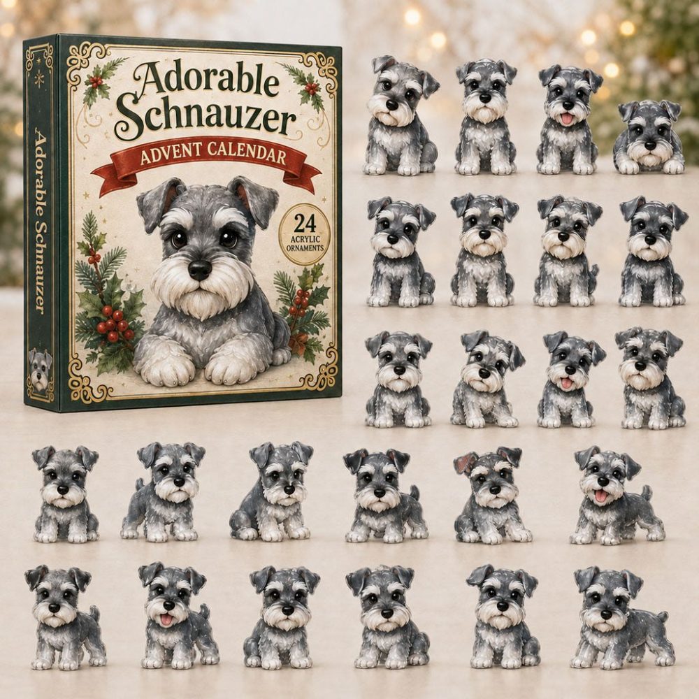 Schnauzer Holiday Countdown 2026 — 24-Day Advent Calendar With Acrylic Schnauzer Charms, Gift For Dog Lovers