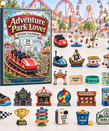 Collector’S Adventure Park 24-Day Countdown Calendar 2026 — Acrylic Theme Park Charms, Perfect Holiday Gift