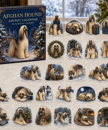Afghan Hound Holiday Advent Calendar With 24 Acrylic Charms — Elegant Dog Lover Gift & Collectible Winter Charm Collection