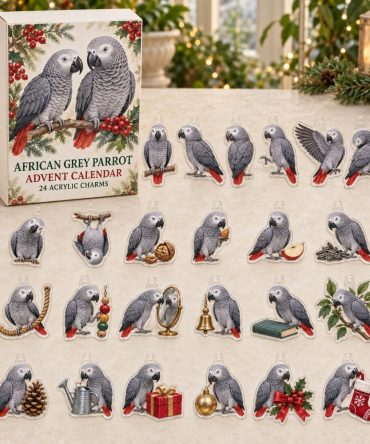 Intelligent African Grey Parrot Advent Calendar - 24 Detailed Acrylic Charms, Reusable Holiday Gift For Parrot Enthusiasts
