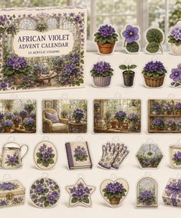 African Violet 24-Day Acrylic Charm Holiday Countdown - Plant Lover Gift, Mini Charms & Home Decor