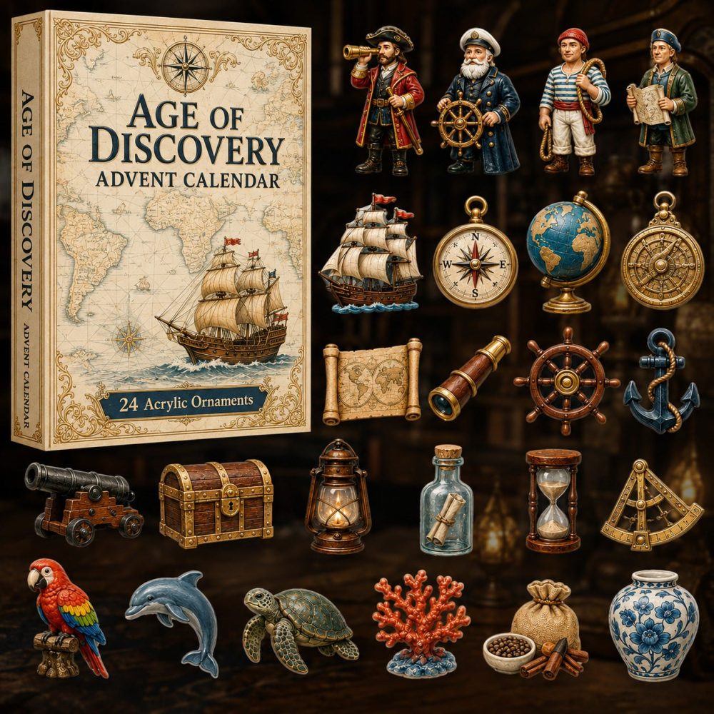Age Of Discovery 24-Day Countdown Calendar — Historical Explorer Acrylic Charms, World Landmarks & Educational Gift 2026