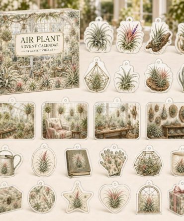 Air Plant 24-Day Charm Countdown — Acrylic Tillandsia Charms Set For Plant Lovers, Stylish Botanical Advent Gift