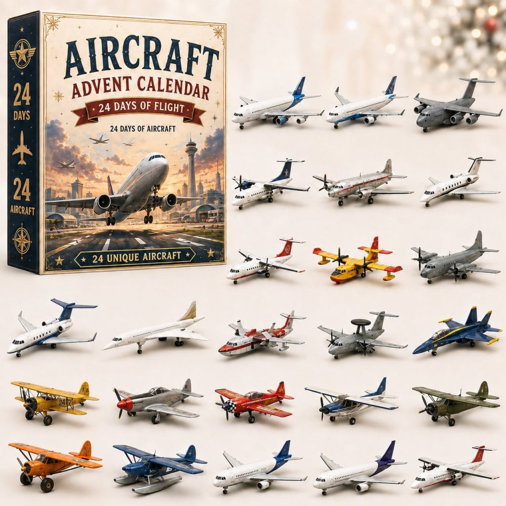 Pilot & Aircraft Christmas Charm Countdown - 24 Acrylic Aircraft Charms Holiday Advent Calendar Gift For Aviation Fans 2026
