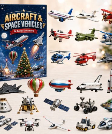 Aircraft & Space Vehicles 24-Day Countdown Calendar — Aerospace Acrylic Charms, Model Enthusiast Gift Set & Desk Display 2026