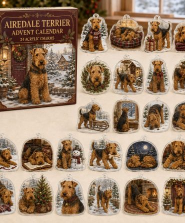 Airedale Terrier Acrylic Charm Advent Calendar — 24 Holiday Dog Charms , Unique Christmas Countdown For Airedale Fans