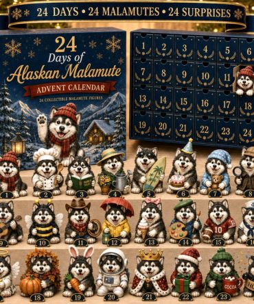 Alaskan Malamute 24-Day Advent Countdown Calendar 2026 — Collectible Acrylic Husky Charms, Cozy Holiday Gift For Dog Fans