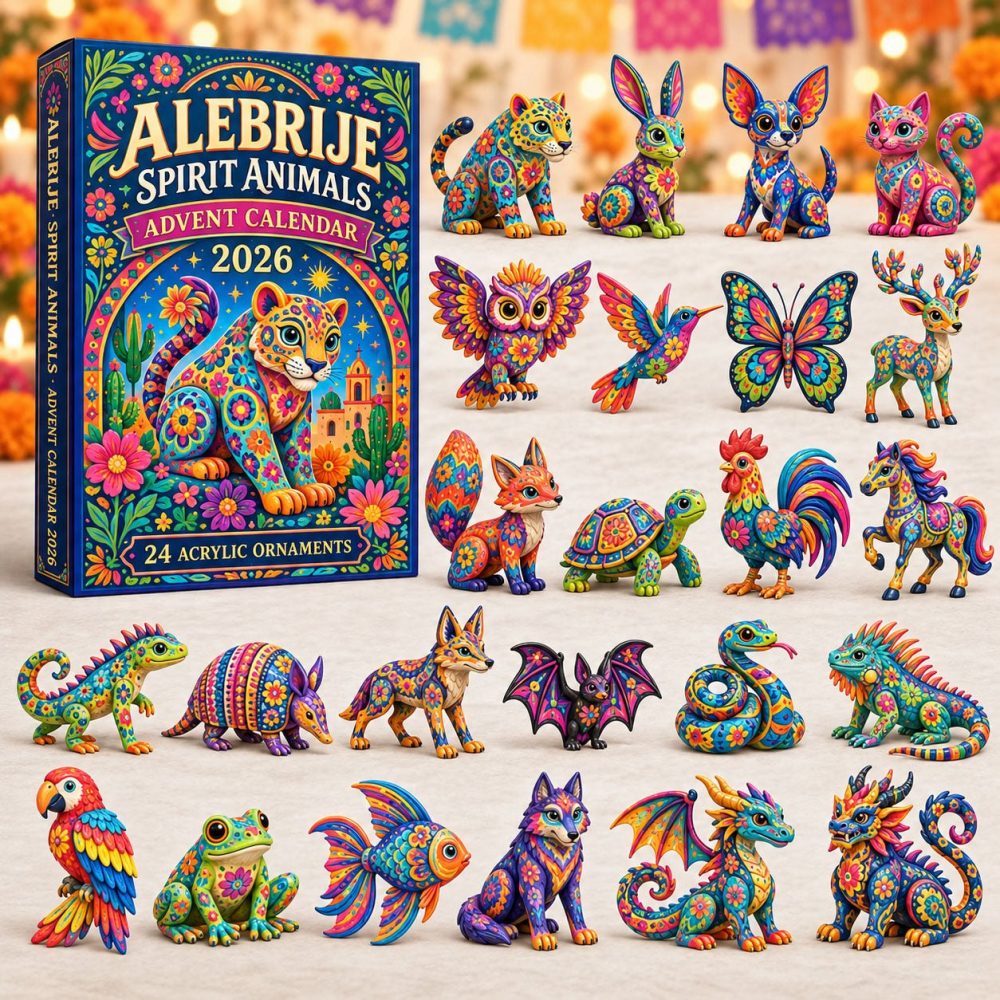 Alebrije Spirit Holiday Advent Countdown — 24 Acrylic Charm Collectible Calendar, Colorful Mexican Folk Art Gift 2026