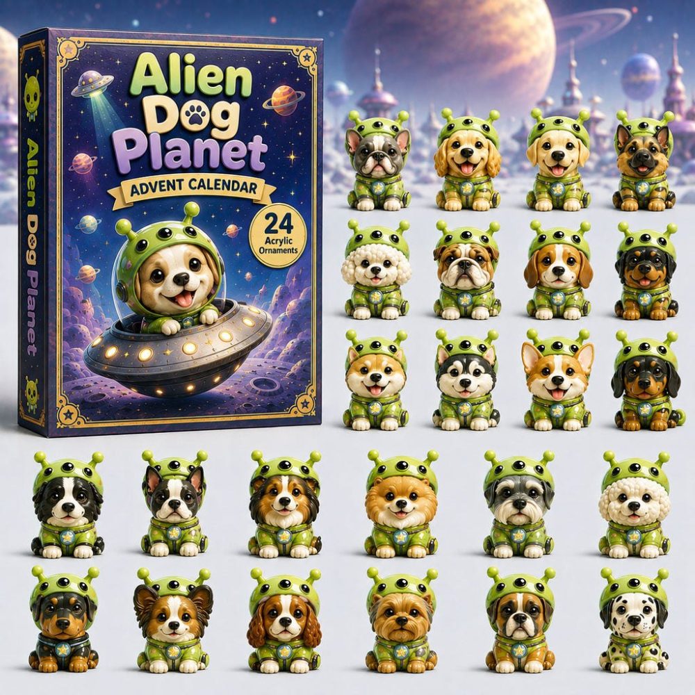 2026 Alien Dog Planet Advent Calendar - 24 Canine Alien Acrylic Charms, Space Pup Collectibles & Whimsical Holiday Gift For Dog Lovers