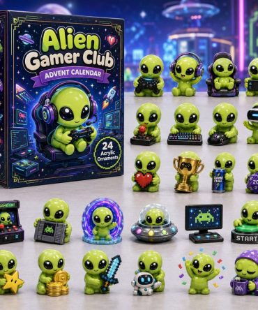 2026 Alien Gamer Club Advent Calendar - 24 Gaming-Themed Alien Acrylic Charms, Level-Up Holiday Countdown & Gift For Gamers