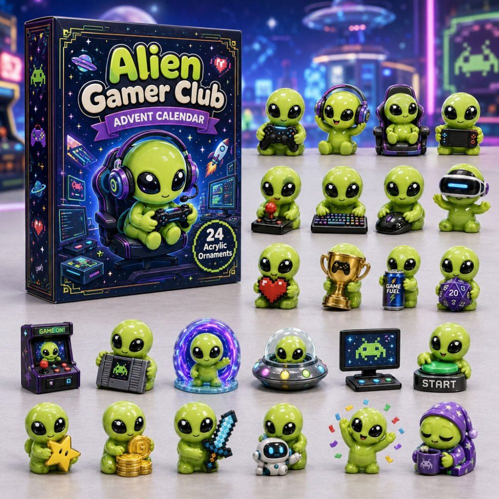 2026 Alien Gamer Club Advent Calendar - 24 Gaming-Themed Alien Acrylic Charms, Level-Up Holiday Countdown & Gift For Gamers