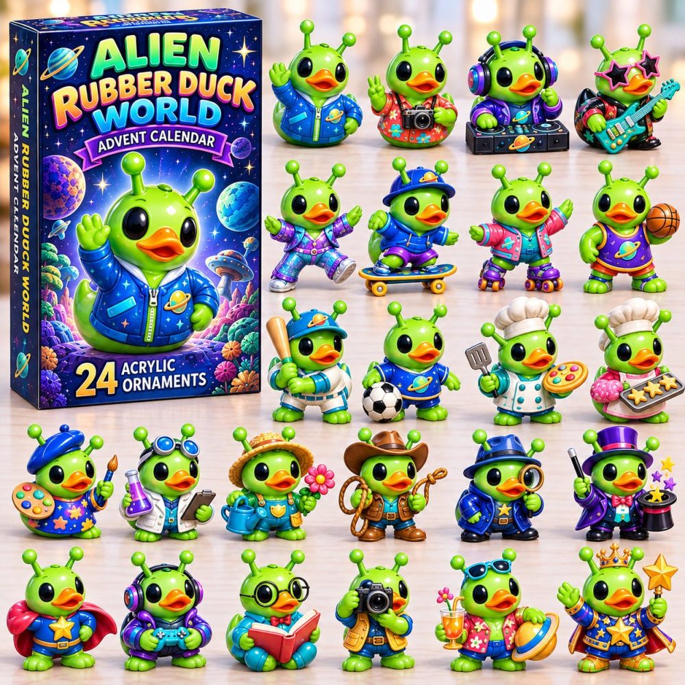 Alien Rubber Duck 2026 Holiday Countdown Calendar — 24 Surprise Acrylic Charms, Collectible Mini Ducks & Gift Set