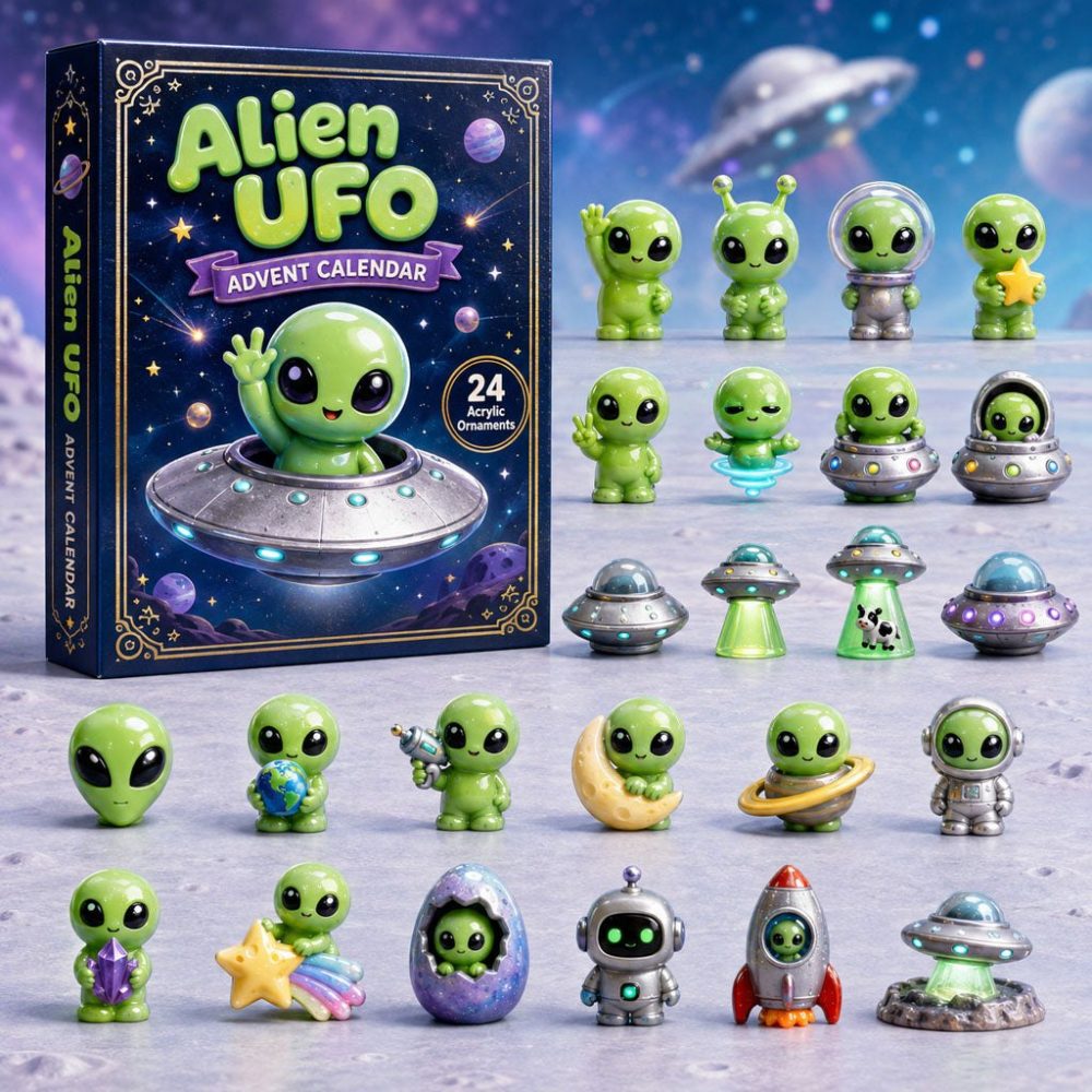 2026 Alien Ufo Advent Calendar - 24 Spacecraft Acrylic Charms, Galactic Countdown, Sci-Fi Collectible Set & Gift For Ufo Fans
