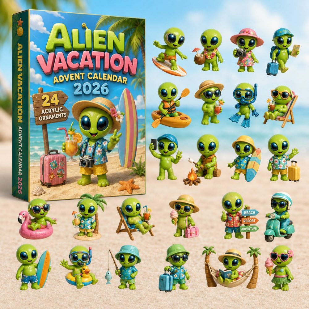 Alien Vacation 24-Day Sci-Fi Countdown Calendar — Spacey Acrylic Alien Charms, Quirky Holiday Gift & Collector Piece 2026