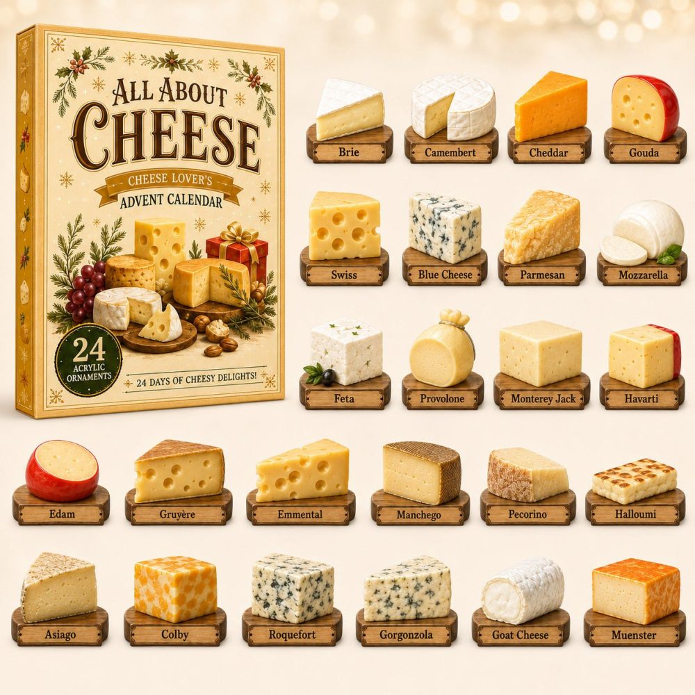 2026 Cheese Lovers Advent Calendar - 24 Gourmet Cheese Acrylic Charms, Daily Dairy-Themed Collectibles & Perfect Foodie Gift
