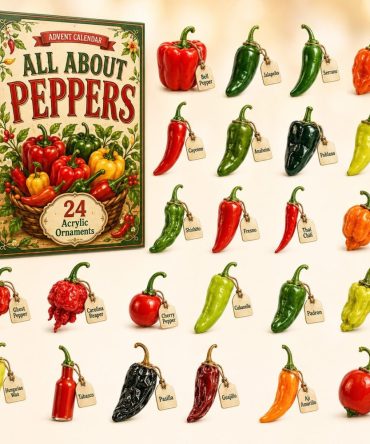 2026 All About Peppers Advent Calendar - 24 Chili & Bell Pepper Acrylic Charms, Spice-Lover Countdown & Gift Box Surprise