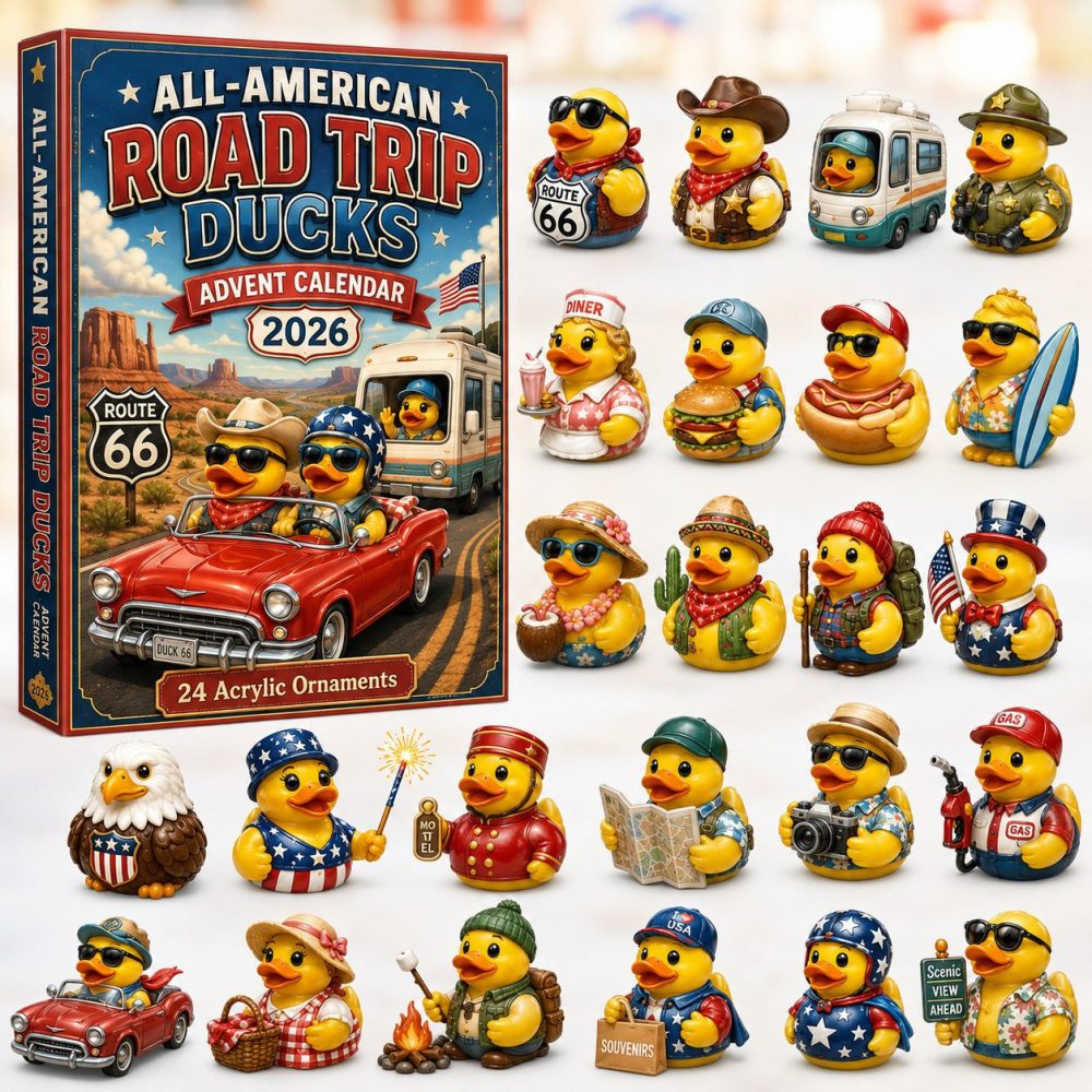 All-American Road Trip Rubber Duck 24-Day Countdown Calendar — Travel-Themed Acrylic Duck Charms, Fun Family Gift 2026
