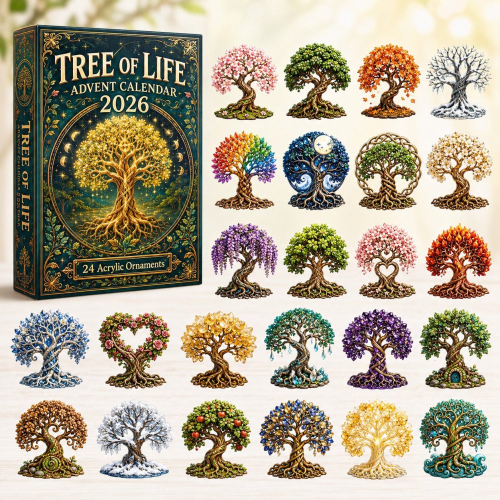 Year-Round Tree Of Life Acrylic Charm Advent Calendar 2026 — 24-Day Holiday & Everyday Decor Gift Set